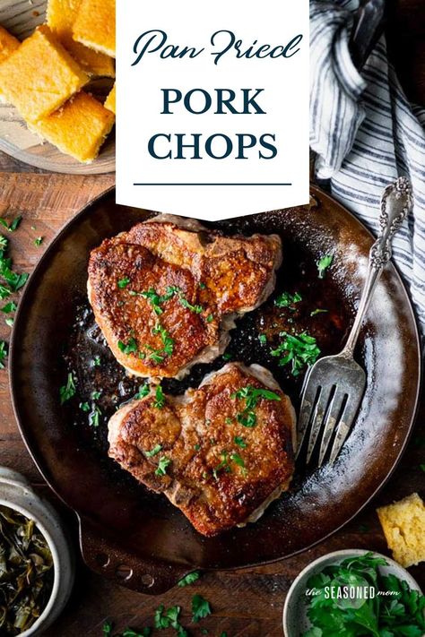 Yummy Pork Recipes, Peach Pork Chops, Pan Fried Pork Chops, Okra And Tomatoes, Garlic Roasted Broccoli, Pork Chops And Gravy, 5 Ingredient Dinners, Fancy Dishes, Chop Recipes