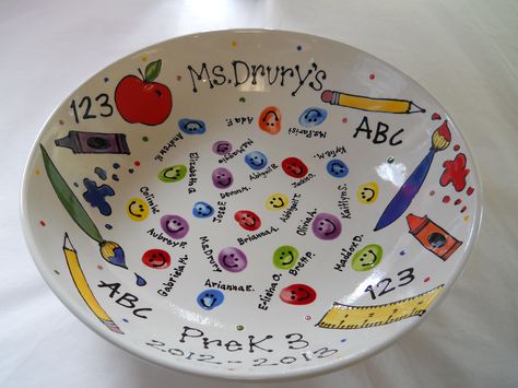 teacher school supplies auction class fingerprint bowl original by Pottery Piazza Collaborative Art Projects For Kids, School Auction Art Projects, School Auction Projects, Class Auction Projects, Art Auction Projects, Class Auction, Group Art Projects, Class Art Projects, Collaborative Art Projects