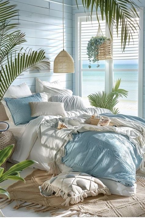 Boho Coastal Bedroom, Surf Room Decor, Ocean Room Decor, Surf Room, Ocean Room, Coastal Style Decorating, Coastal Bedroom Decorating, Beachy Room, Boho Bedroom Ideas