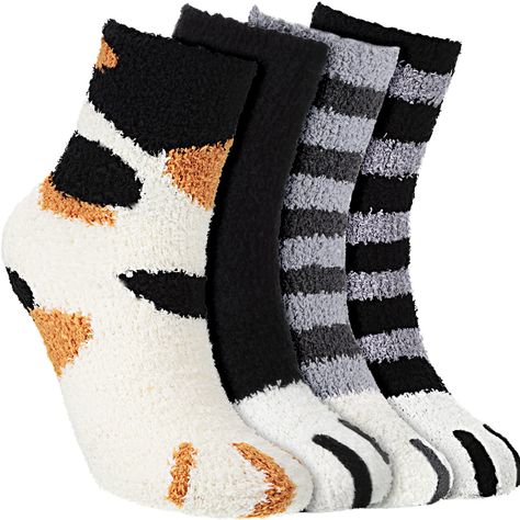 PRICES MAY VARY. fleece fleece lining Pull On closure Machine Wash Package include: you will receive 4 pairs cat sleep socks with 4 different styles, enough for your daily match and replacement, you will feel comfortable of wearing the socks after a long day work Soft material: the slipper socks are made of coral fleece, soft, friendly to your skin and bring warmth to your feet; These socks have nice elasticity can fit for most people's feet Lovely cat design: our cat claw fluffy socks have love Paw Socks, Paws Socks, Cat Sleep, Fluffy Socks, Cat Socks, Cat Claws, Fuzzy Slippers, Fuzzy Socks, Warm Socks