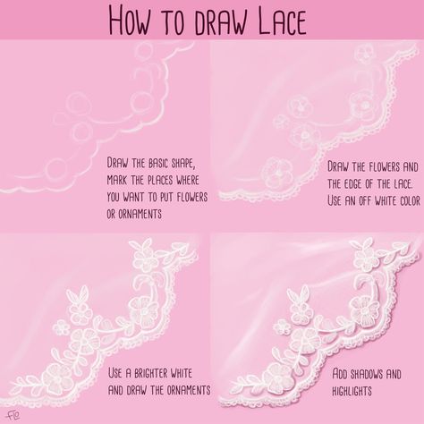 DIGITAL ART - How to Paint Lace — Steemit Digital Art Clothes, Kristina Webb, Lace Drawing, Lace Painting, Digital Painting Techniques, Art Advice, 얼굴 그리기, Coloring Tips, Digital Art Beginner