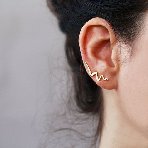 Ear Sweeps, Gold Ear Climbers, Ear Climber Earrings, Ear Lobe Piercings, Heart Piercing, Ear Climbers Earrings, Ear Climber, Hammered Earrings, Gold Ear Cuff