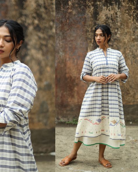 Evara Dress Timeless cotton jamdani weave dress with hemmed slip from Tritva #tritva #forevergood #sustainablefashion #jamdaniweaves #traditionalweaves #bengalweaves #shoponline #handmade #summer #newarrivals #handcrafted Weave Dress, Woven Dress, Sustainable Fashion, Weaving, On Instagram, Quick Saves, Instagram