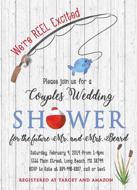 Fishing Themed Couples Wedding Shower Invitation | Etsy Couples Wedding Shower Themes, Duck Wedding, Couples Shower Themes, Honey Do Shower, Fishing Baby Shower, Fishing Themed Wedding, Fishing Invitations, Baby Shower Fishing, Fishing Baby