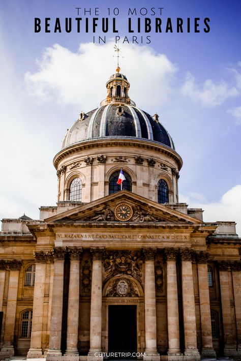 Parisian Library, Most Beautiful Libraries, Beautiful Libraries, World Library, The Romantics, Best Vacation Destinations, Beautiful Library, Paris Travel Guide, Visit France