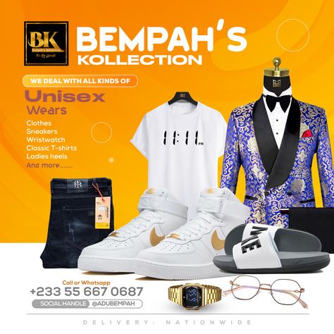 Bempah's collection flyer designed by Oppomence graphics in Ghana 0247369275 Cloth Collection Flyer Design, Fashion Flyer Design, Services Flyer Design, Product Posters, Product Poster, Flyer Inspiration, Advertising Product, Social Media Kit, Landscape Tattoo