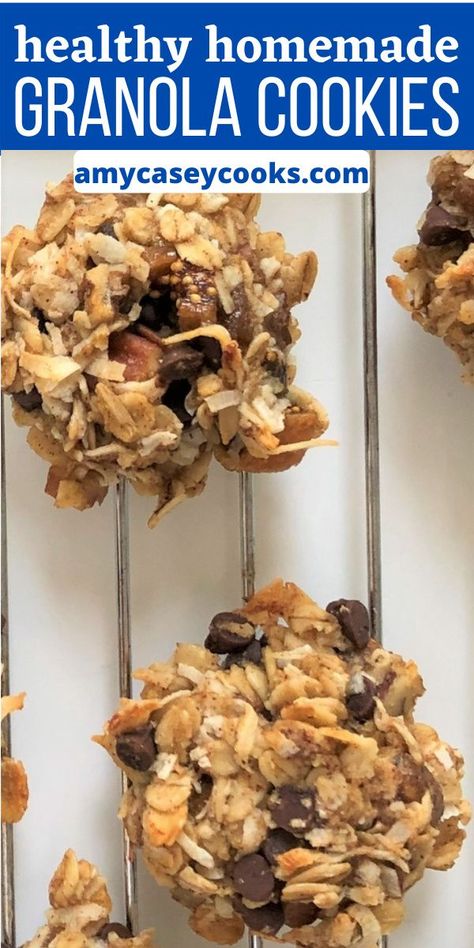 Granola Cookies Easy, Granola Cookies Healthy, Cookies Made With Granola, Granola Cookies Recipe, Healthy Vegan Oatmeal, Granola Bark, Travel Meals, Vegan Oatmeal Cookies, Cookies With Chocolate Chips