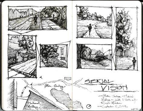 Gordon Cullen, Conceptual Architecture, Drawn Map, Visual Journal, Urban Spaces, Quick Sketch, Urban Planning, Illustrations And Posters, Urban Design