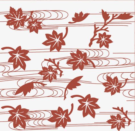 Kazuha Redesign, Japanese Leaves, Maple Leaf Drawing, Chinese Leaves, Japanese Maple Leaf, Leaf Pattern Design, Branch Drawing, Maple Leaf Pattern, Madama Butterfly