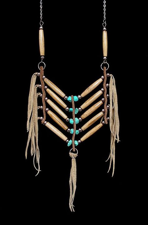 A Native American piece I will make. Native American Necklace, Diy Collier, Native American Crafts, Bone Jewelry, Native Jewelry, Native American Beading, Popular Jewelry, Native American Fashion, Diy Schmuck