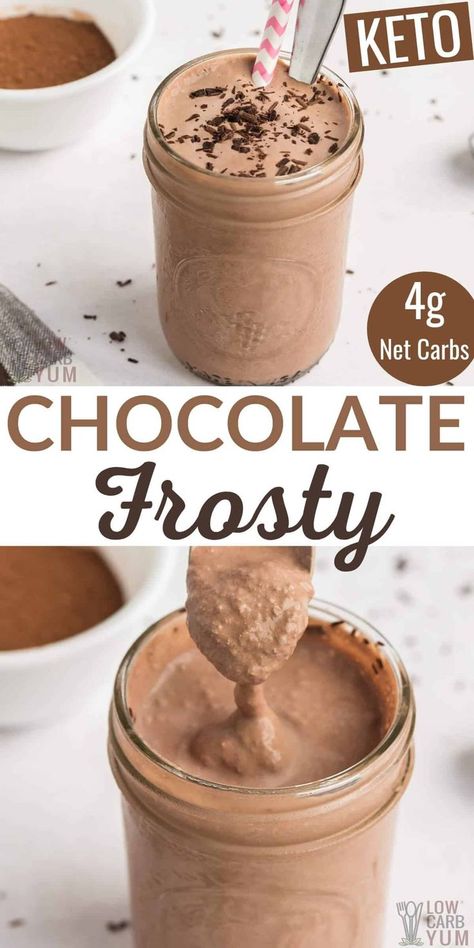 Low Carb Shakes, Chocolate Frosty, Comidas Keto, Keto Shakes, Postre Keto, Baking Soda Beauty Uses, Low Carb Low Sugar, Chocolate Milkshake, Low Carb Sweets