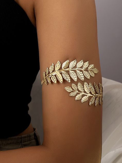 Yellow Gold  Collar  Iron  Arm Cuff Embellished   Women's Fashion Jewelry Arm Band Aesthetic, Wedding Arm Jewelry, Arm Cuffs Aesthetic, Gold Upper Arm Cuff, Golden Arm Cuff, Gold Arm Bracelet, Arm Cuff Jewelry Gold, Gold Arm Jewelry, Arm Cuffs Jewelry