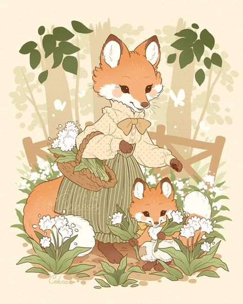 Cottagecore Animals, Forest Life, Cottagecore Art, Arte Do Kawaii, Fox Art, Cute Little Drawings, Kawaii Drawings, Cute Animal Drawings, Kawaii Art