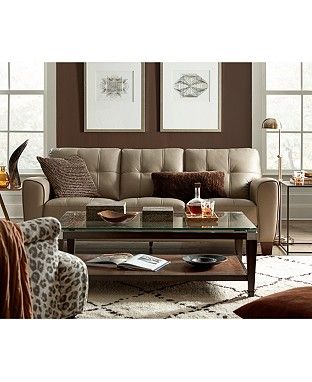 Taupe Leather Sofa, Tufted Sofa Living Room, Taupe Sofa, Macy Furniture, Tufted Leather Sofa, Cheap Couch, Leather Couches Living Room, Leather Sofa Living Room, Sectional Sofa With Chaise