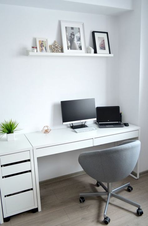 20 Simple And Stylish Workspace With IKEA Micke Desk | Home Design And Interior Cheap Computer Desk, Ikea Micke Desk, Ikea Micke, Micke Desk, Ikea Home Office, Diy Office Desk, Diy Computer Desk, Space Family, Minimalist Dekor