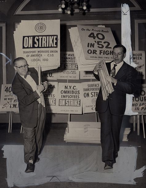 Members of the Transportation Union Workers prepare picket signs for the scheduled midnight strike on all city buses. 1952 Strike Signs For Union Workers, Picket Signs, Union Workers, Protest Posters, Workers Union, Workers Rights, Woman Standing, Working Woman, Picture Design