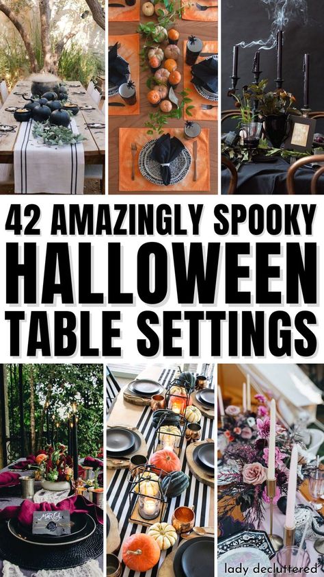 42 Amazingly Spooky Halloween Table Settings Dinner Party Outfit Casual, Dinner Party Ideas Food, Halloween Table Decorations Party, Dinner Party Foods, Dinner Party Food Ideas, Casual Dinner Party Outfit, Halloween Food For Adults, Dinner Party Drinks, Food Table Decorations