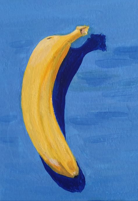 Banana painting Banana Painting Acrylic, Banana Painting, Maurizio Cattelan, Artsy Illustration, 2024 Art, Painting Collection, Banana Art, Surreal Collage, Kids Projects