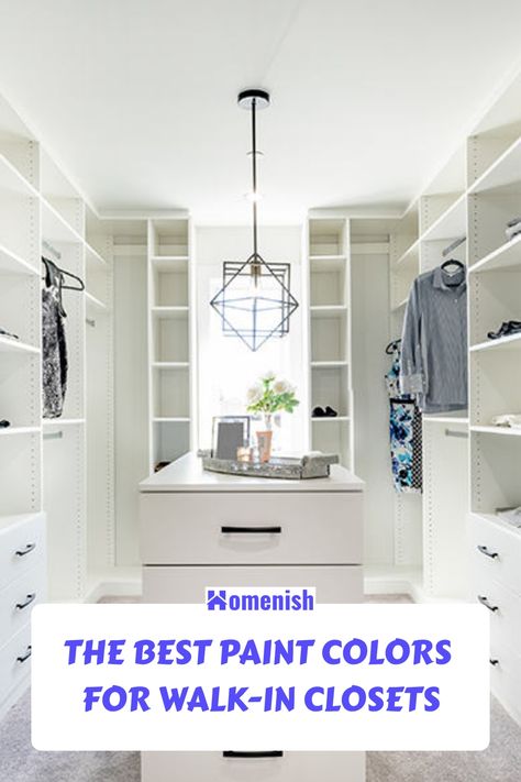 Walk-in closets are a great way to keep your clothes and accessories organized and tidy. But what colors should you choose to paint the walls of your walk-in closet? The right color can help to create a space that is both functional and stylish. In this article, we'll discuss the best paint colors for walk-in closets and provide some tips on how to choose the right color for your space. Best Colors For Closets, Bedroom Closet Paint Ideas, Walk In Closet Color Schemes, Master Closet Colors, Paint Colors For Walk In Closet, Best Paint Color For Walk In Closet, What Color To Paint Inside Closets, Closet Accent Wall Paint Colors, Walk In Closet Paint Ideas