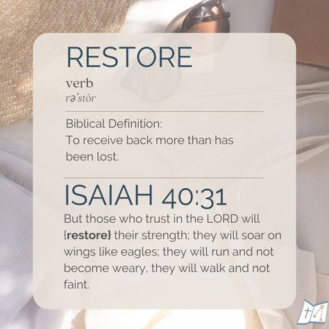 When setting New Year’s Resolutions, I became focused on how good I was at setting goals and trying to obtain them. They looked great in my planner and cost me a pretty penny. And to be honest, I usually failed at them. A couple years ago I started doing a word and a Bible Verse of the year. This year I chose the word 𝐑𝐄𝐒𝐓𝐎𝐑𝐄. For me, picking a word and a Bible verse takes the focus off my self -centered resolution and turns my focus toward God as the Solution. Bible Verse Goodness Of God, Bible Verse For New Year 2024, Bible Verse About Dreams And Goals, Restore Bible Verse, Word Of The Year 2024 Christian, Bible Verses For The New Year, New Years Bible Verse, Verse Of The Year, New Year Bible Verse