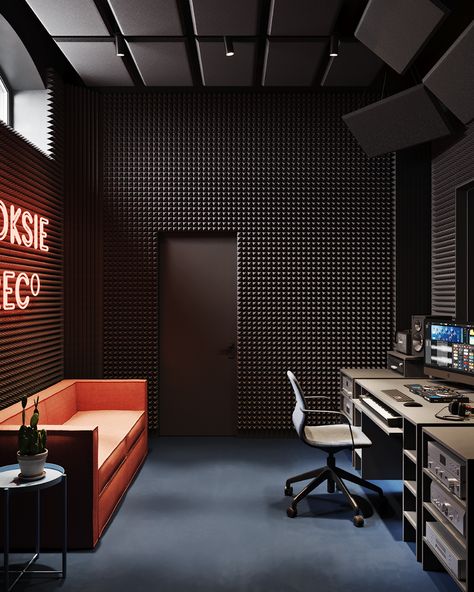 RRS OFF on Behance Music Studio Interior, Recording Studio Room, Studio Room Design, Music Studio Design, Multifunctional Room, Color Office, Photography Office, Editing Suite, Studio Music