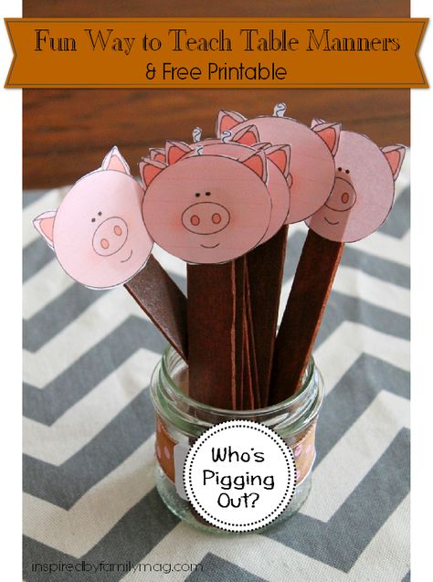 A Fun Way to Teach Table Manners to Kids and Free Printable Table Manners Poster, Manners Preschool, Manners Activities, Teaching Kids Manners, Bad Manners, Manners For Kids, Teaching Boys, Activity Day Girls, Fhe Lessons