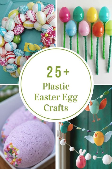 Plastic Easter Eggs seem to multiply every year. Don't toss them or store them away until next year. Why not reuse those eggs for these Plastic Easter Egg Crafts and Activities? Easter Craft Projects, Easter Activities For Kids, Plastic Easter Eggs, Idea Room, Easter Egg Crafts, Easter Egg Painting, Easter Eggs Diy, Egg Crafts, Plastic Eggs