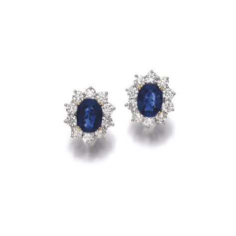 Pair of sapphire and diamond earrings $35,000 Blue Wishlist, Prom Fits, Cambridge Wedding, Ear Jewellery, Outfit For Everyday, Jewelry Sapphire, Catherine Walker, Surrey England, Sapphire And Diamond Earrings