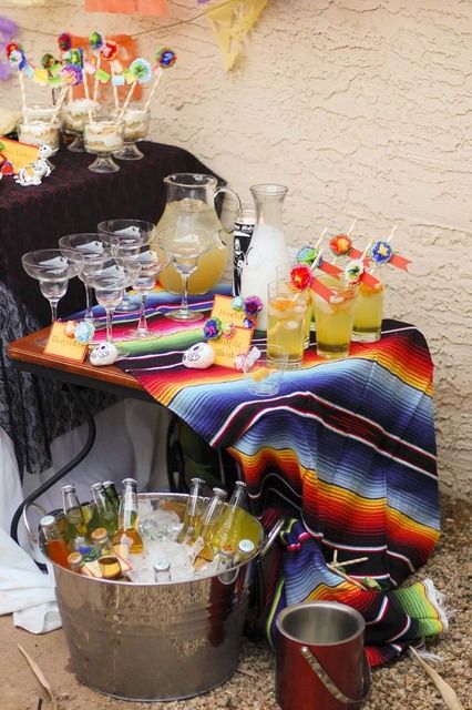 Photo 2 of 32: Day of the Dead / Thanksgiving/Fall "Dia de los Muertos" | Catch My Party Pinata Mexicana, Taco Bar Wedding, Mexican Birthday Parties, Day Of The Dead Party, Mexican Fiesta Party, Fiesta Birthday Party, Mexican Birthday, Fiesta Theme Party, Mexican Party Theme