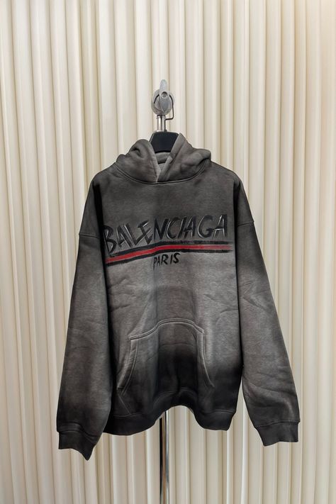 #okify #bagsall #clothes #comfortable #sweatshirt Hooded Sweatshirt, Balenciaga, Hooded Sweatshirts, Graffiti, Hand Painted, Sweatshirts, Clothes