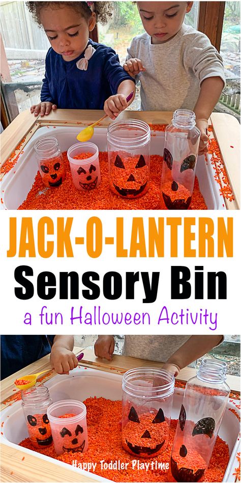 Fall Country Crafts Diy, Orange Rice Sensory Bin, Call Sensory Bin, Fall Harvest Activities For Toddlers, Halloween Crafts For 18month Olds, August Sensory Bin Ideas, Fire Sensory Bin, Family Sensory Bin, Hungry Caterpillar Sensory Bin