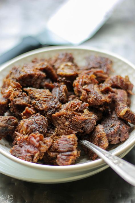 Crispy Beef from Stew Meat (Tender Meat from Tough or Chewy Meat) - for tacos, salads and more - Eat Beautiful Beef Stew Meat Recipes, Caveman Diet Recipes, Eat Beautiful, Crispy Beef, Stew Meat Recipes, Tender Meat, Meat Diet, Beef Stew Meat, Stew Meat