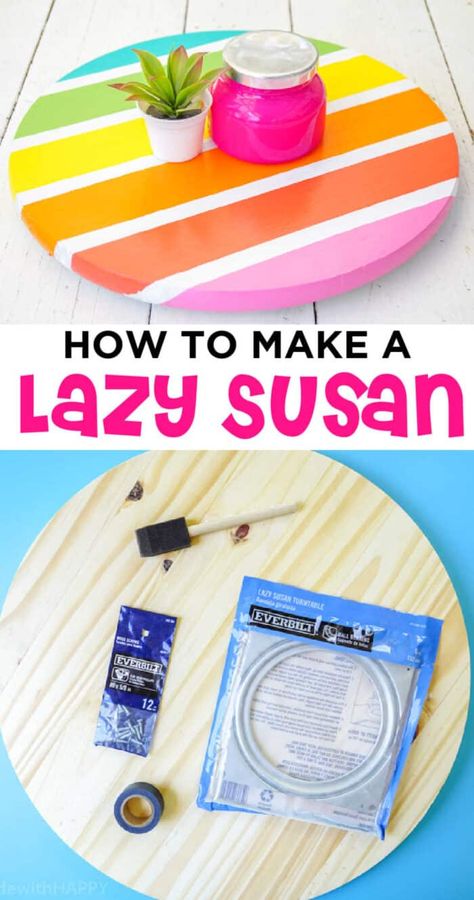 How To Build A Lazy Susan, Diy Lazy Susan, Inspire Me Home Decor, Rainbow Decorations, Crafts To Make And Sell, House Diy, Lazy Susan, Summer Diy, Easy Diy Crafts