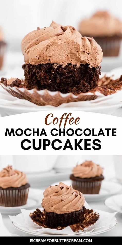 Chocolate Coffee Cupcakes, Mocha Buttercream Frosting, Mocha Buttercream, Best Chocolate Cupcakes, Mocha Cupcakes, Mocha Cake, Coffee Cupcakes, Mocha Chocolate, Gourmet Cupcakes