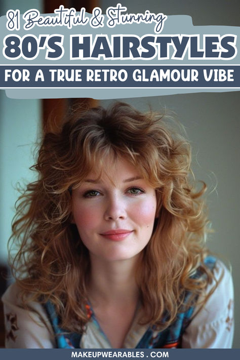 80’s Hairstyles 1980 Short Hairstyles, 80s Hair With Bandana, Layered 80s Haircut, 80s Wavy Hairstyles, 80s Hair Headband, 80s Layers Hair, 80s Hairstyles With Bangs, 80s Working Woman, 1981 Hairstyles