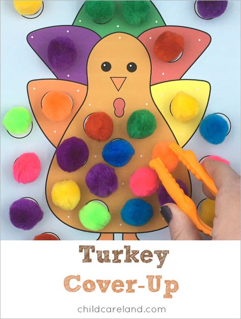 Turkey cover-up ... a sneak peek from my fine motor cover up download that will be released the weekend!! Preschool Turkey Theme, November Fine Motor Activities, Turkey Fine Motor Activities, Thanksgiving Toddler Activities, Science Activities For Toddlers, Turkey Theme, Thankful Activities, Thanksgiving Toddler, Fall Activities For Toddlers