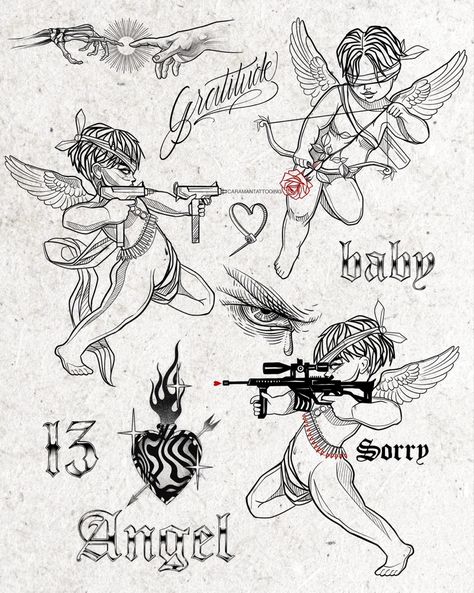 Cherub Cherub Tattoo Designs, Hahaha Joker, Cherub Tattoo, Girl Face Tattoo, Rune Tattoo, Half Sleeve Tattoos For Guys, Парные Тату, Sketch Tattoo Design, Leg Sleeve Tattoo