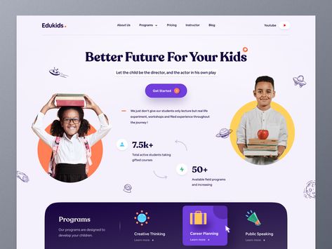 Online Learning Platform for Kids by Farzan Faruk 👑 on Dribbble Best Ux Design, Learning Website Design, Kids Web, Desain Ui, Ui Design Website, Salalah, School Website, Website Design Layout, Career Planning