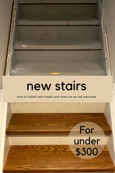 Install New Stair Treads on Old Stair Case! – HOTMILLK How To Finish Stairs, New Stair Treads, Refinish Staircase, Finishing Stairs, Stairs Upgrade, Piano Stairs, Stairs Treads, Stairway Makeover, Old Stairs