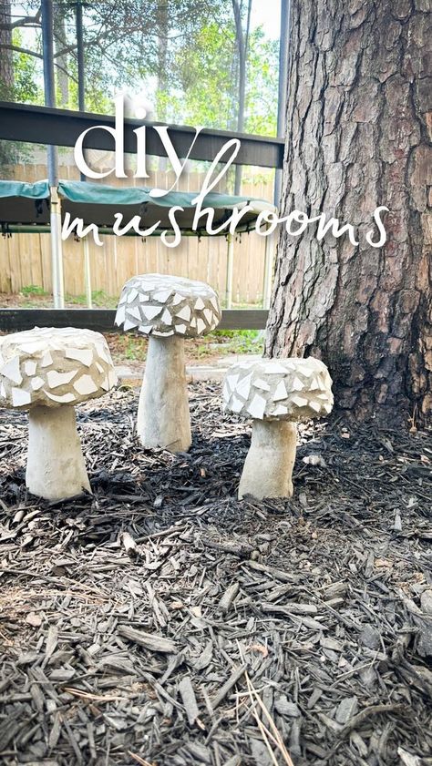 Quite possibly my most suggestive DIY to date 😂. But worth it because these concrete mushrooms turned out so cute! It was such an easy inexpensive project and it gives a ton of character to any outdoor space! #easydiydecor #outdoordecor #concreteprojects #gardenaccessories #mushroomart #yardart #easyproject #outdoorproject | A.dabbled.dwelling | Icandy · Keep Dat (Radio Edit) Concrete Mushrooms Diy How To Make, How To Make Concrete Mushrooms, Concrete Mushrooms Diy, Diy Mushroom Garden Decor, Concrete Mushrooms, Mushrooms Diy, Concrete Yard, Garden Mushrooms, Easy Diy Decor