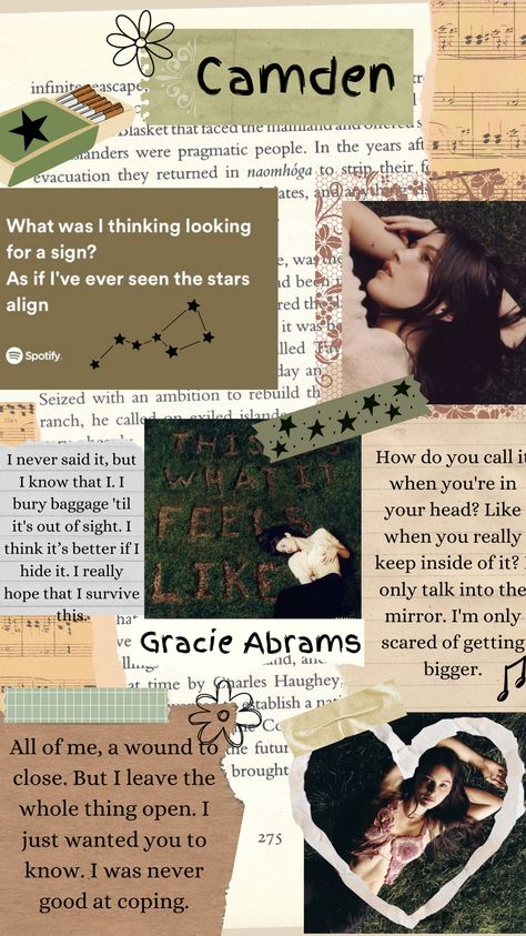 Camden Gracie Abrams Poster, Gracie Abrams Instagram Captions, Gracie Abrams Captions, Risk Gracie Abrams Aesthetic, Gracie Abrams Poster, Ipad Wallpaper Watercolor, Gracie Slaybrams, Music Edits, Caption Lyrics