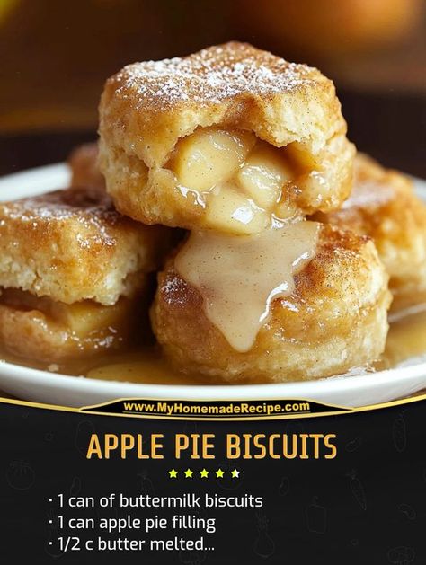 quicker recipes | Apple Pie Biscuits | Facebook Apple Pie Biscuits Recipe, Apple Biscuit Dessert, Apple Pie Filling Desserts, 9x13 Desserts, Home Made Biscuits, Apple Pie Biscuits, Can Apple Pie Filling, Cake Puck, Pie Filling Desserts