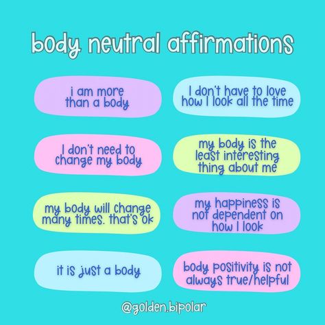 Body NEUTRAL affirmations instead of body love, because that can be toxic. Body love is not always realistic - we don't always FEEL like we love our bodies. If we shift to body neutrality, we can be more accepting of our bodies just the way they are. 🩷 Neutral Affirmations, Body Neutrality, Love Is Not, Body Love, Change Me, Just The Way, Our Body, Body Positivity, Feel Like