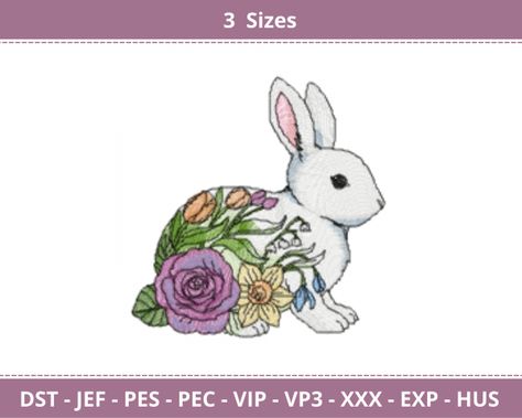 Free Embroidery Designs Pes, Free Embroidery Patterns Machine, Machine Embroidery Designs Projects, Rabbit Embroidery, Pes Embroidery, Sewing Machine Embroidery, Embroidery Design Download, Computerized Embroidery Machine, Computerized Embroidery