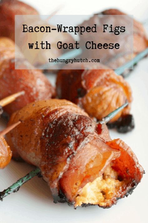 Figs With Goat Cheese, Bacon Wrapped Figs, Fig Appetizer, Goat Cheese Recipes, Bacon Appetizers, Fig Recipes, Balsamic Reduction, Sweet Fruit, Bacon Recipes