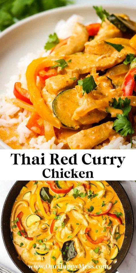 Chicken Red Thai Curry Recipe, Penang Chicken Curry, Slow Cooker Red Curry, Red Curry Chicken Recipes, Red Curry Crockpot, Red Coconut Curry Chicken, Red Thai Curry Chicken, Chinese Curry Recipe, Chicken Thai Curry