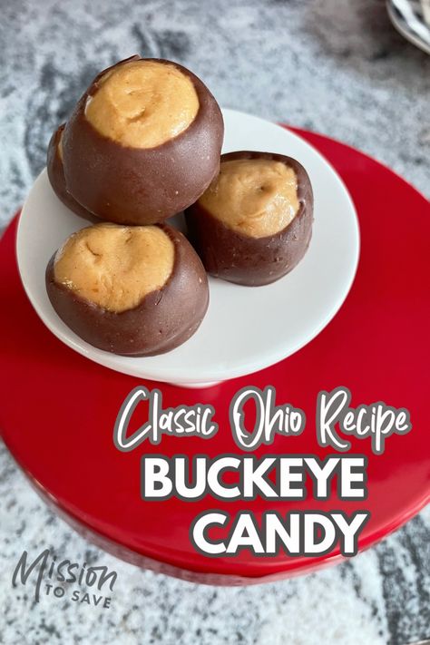 Ohio State Tailgate, Buckeye Cookies Recipe, Ohio State Diy, Chocolate Buckeyes, Ohio Recipes, Buckeyes Candy, Buckeye Cookies, Buckeye Balls, Buckeyes Recipe