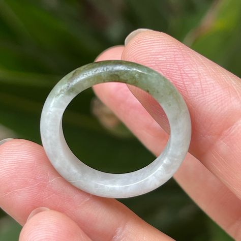 This Is A Gorgeous Green Jadeite Jade Half-Round Band / Ring. I Love The Color Variation And Veiny Pattern On One Side Of It. A Size 9.0 And In Unused Vintage Condition. Ring Color, Band Ring, Band Rings, Color Variations, Vintage Ladies, Jade, Vintage Jewelry, I Love, Band