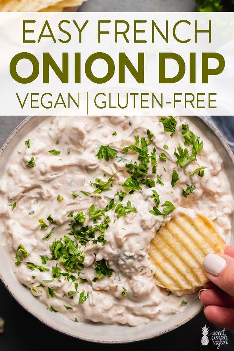 French Onion Dip Easy, Dairy Free Dips, Dairy Free Appetizers, Dip Easy, Vegan French, French Onion Dip, Vegan Dip, Onion Dip, Gluten Free Sweet