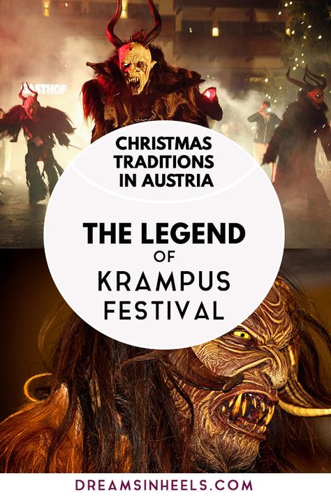 Did I make you curious? Are you here to learn about the legend of Krampus? Let me start by telling you that the Krampus Festival is one of the yearly Christmas traditions in Austria. It is a horrifying one, but certainly a true + interesting Christmas horror story. #Austria #Christmas #Austrian #Europetravel #Europe #Austriatravel #traveltips #traveldestinations #Christmasseason #dreamsinheels Krampus Festival, Evil Santa, Austria Christmas, Vienna Christmas, Europe Trips, Christmas Horror, Christmas Destinations, Christmas In Europe, Best Christmas Markets